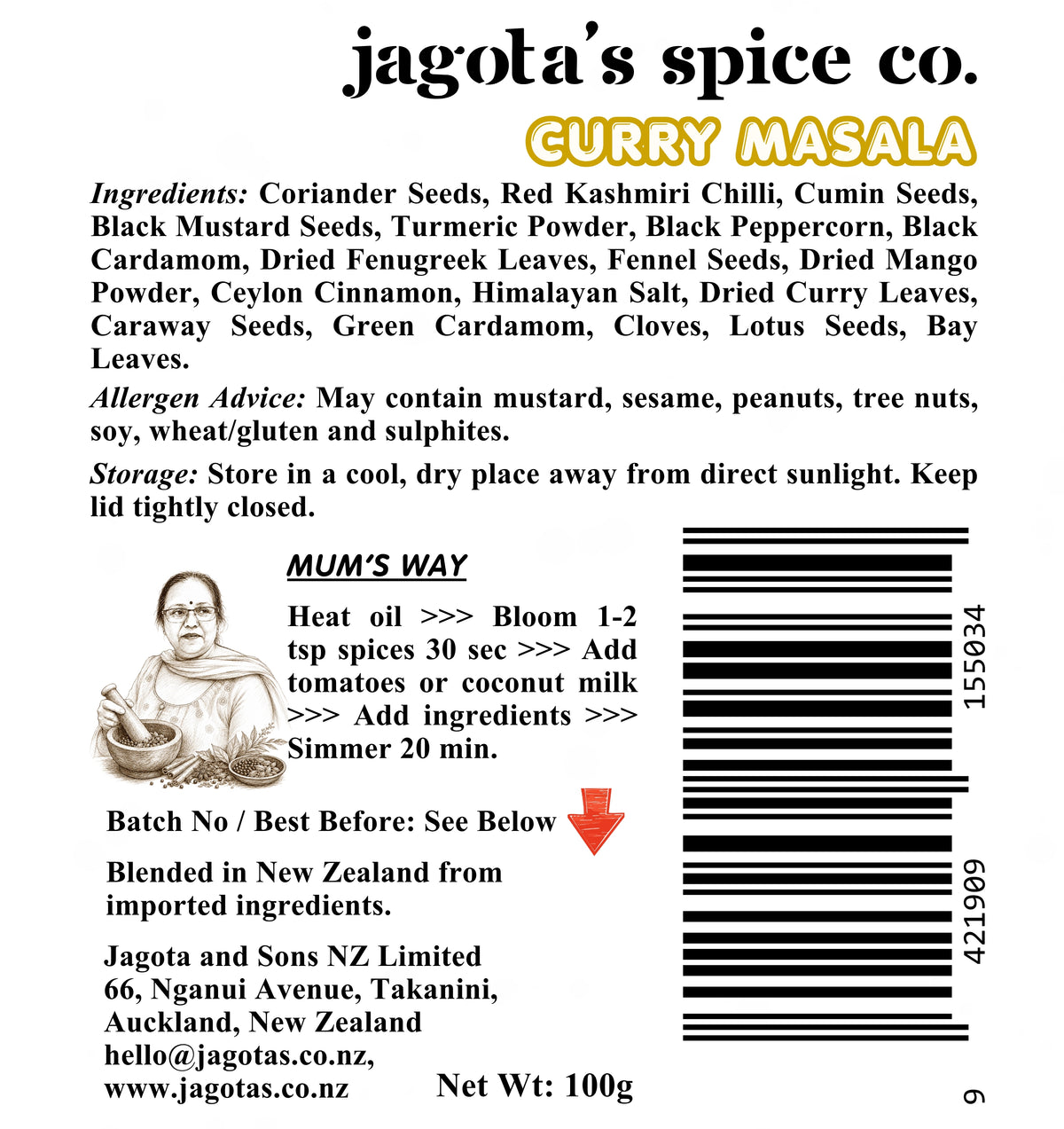 Curry Masala - No Onion No Garlic