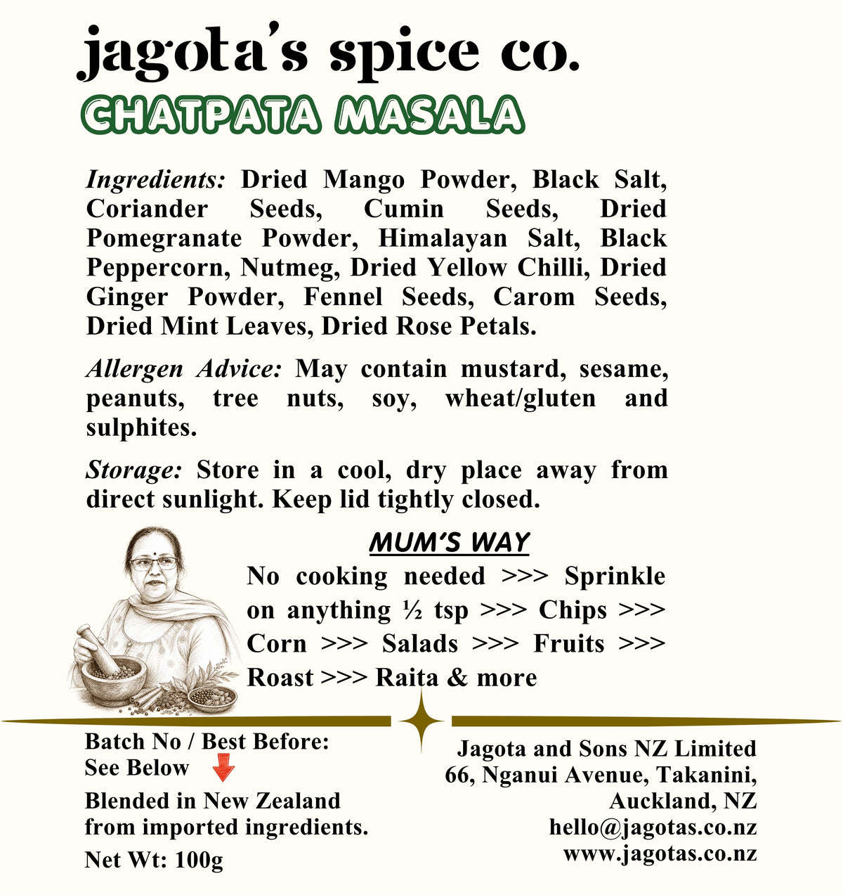 Chatpata Masala - No Onion No Garlic